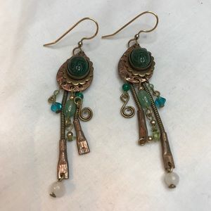 Beautiful Multicolor Drop Earrings Turquoise Green